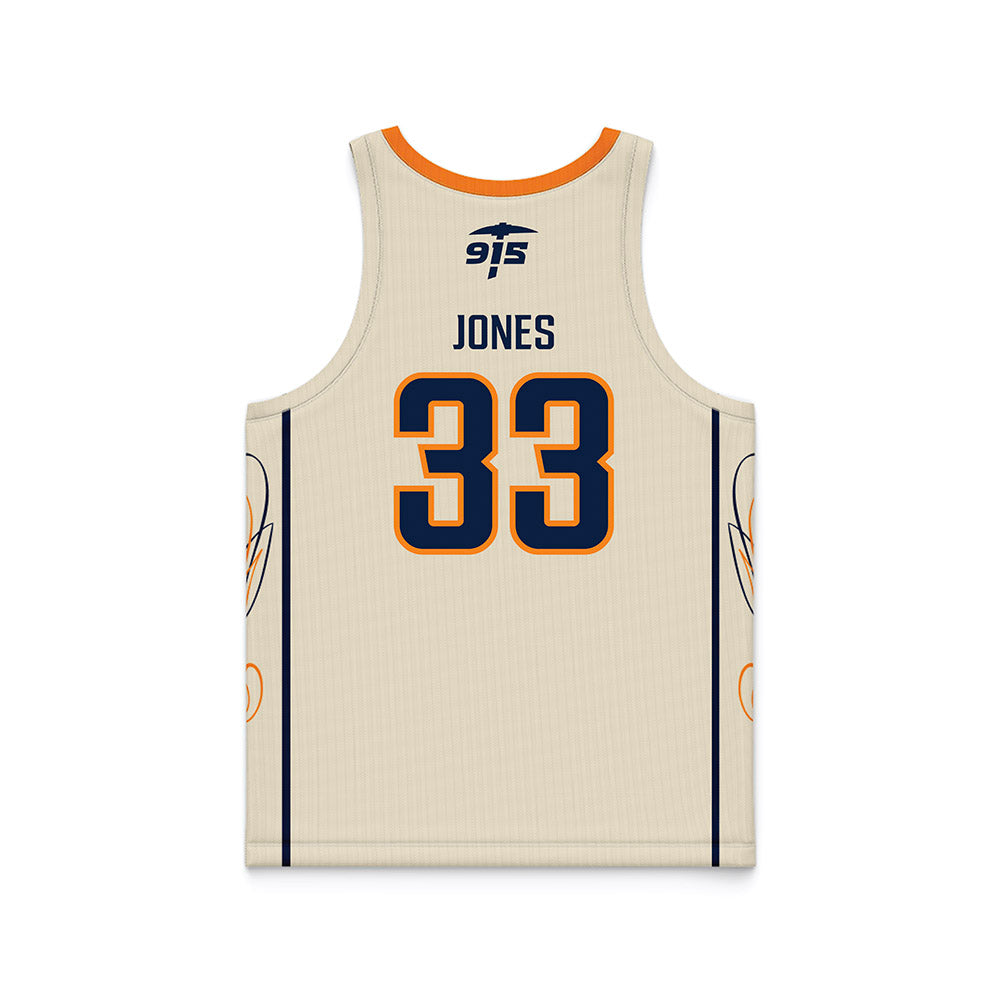 UTEP - NCAA Men's Basketball : Elijah Jones - Cream Basketball Jersey-1