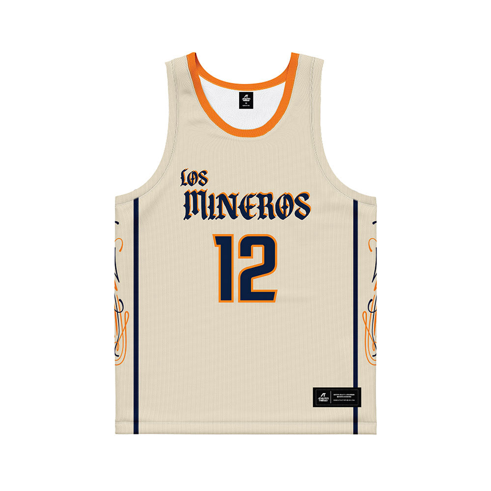 UTEP - NCAA Men's Basketball : Ahamad Bynum - Cream Basketball Jersey-0