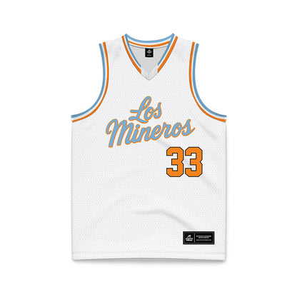 UTEP - NCAA Men's Basketball : Elijah Jones - White Basketball Jersey-0
