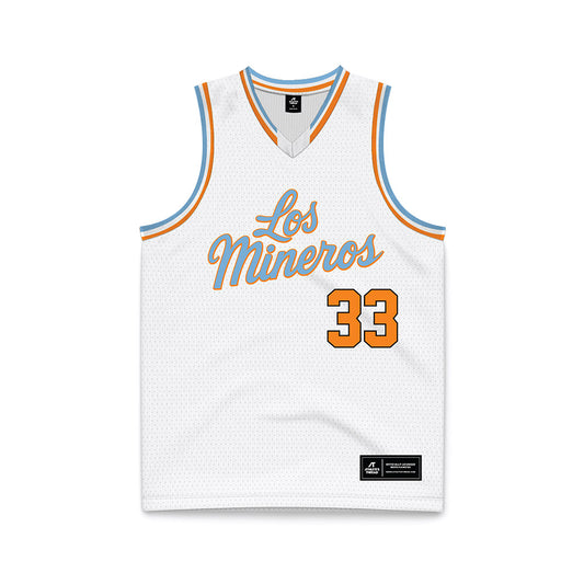 UTEP - NCAA Men's Basketball : Elijah Jones - White Basketball Jersey-0