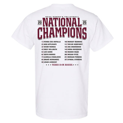 Texas A&M - NCAA Women's Volleyball : - National Champions Roster T-Shirt-1