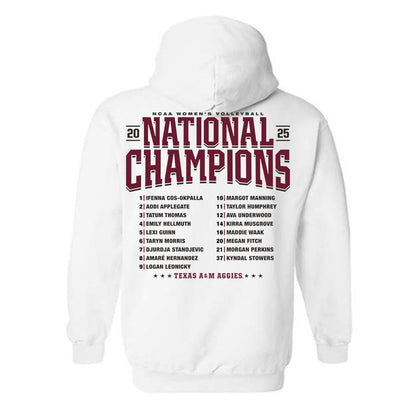 Texas A&M - NCAA Women's Volleyball : - National Champions Roster Hooded Sweatshirt-1