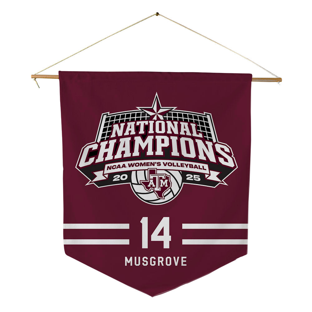 Texas A&M - NCAA Women's Volleyball : Kirra Musgrove - NCAA® National Champions Pennant - 18" x 21"-0