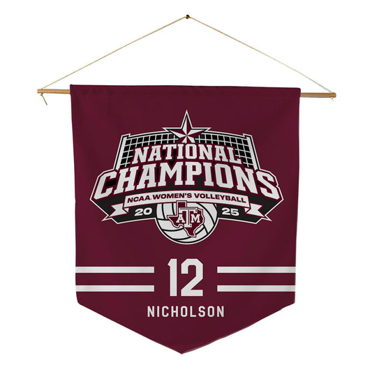 Texas A&M - NCAA Women's Volleyball : Lily Nicholson - NCAA® National Champions Pennant - 18" x 21"-0