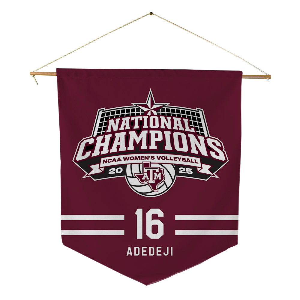 Texas A&M - NCAA Women's Volleyball : Lolufe Adedeji - NCAA® National Champions Pennant - 18" x 21"-0