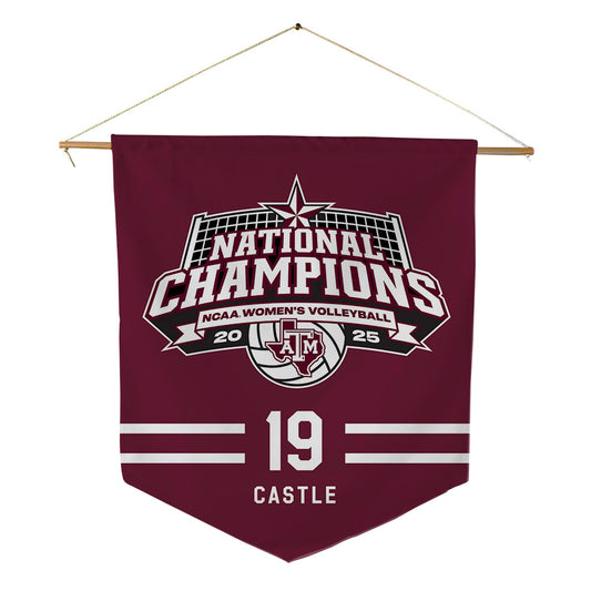 Texas A&M - NCAA Women's Volleyball : Kaia Castle - NCAA® National Champions Pennant - 18" x 21"-0