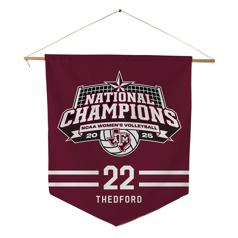 Texas A&M - NCAA Women's Volleyball : Jenna Thedford - NCAA® National Champions Pennant - 18" x 21"-0