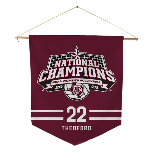 Texas A&M - NCAA Women's Volleyball : Jenna Thedford - NCAA® National Champions Pennant - 18" x 21"-0