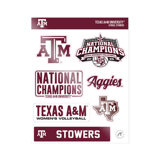 Texas A&M - NCAA Women's Volleyball : Kyndal Stowers - National Champions Sticker Sheet-0