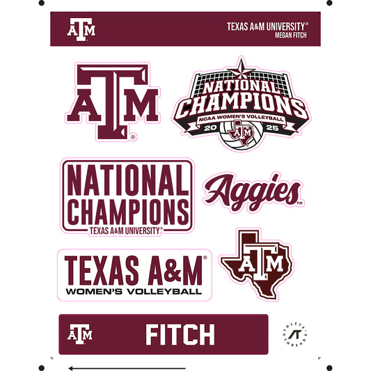 Texas A&M - NCAA Women's Volleyball : Megan Fitch - National Champions Sticker Sheet-0