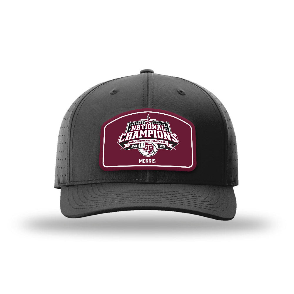 Texas A&M - NCAA Women's Volleyball : Taryn Morris - National Champions Leather Patch Laser Performance Snapback Cap-0