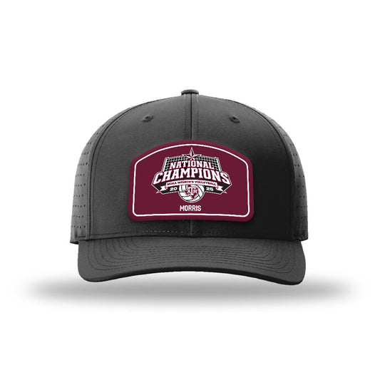 Texas A&M - NCAA Women's Volleyball : Taryn Morris - National Champions Leather Patch Laser Performance Snapback Cap-0