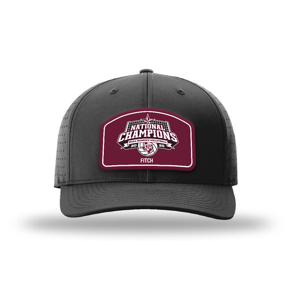 Texas A&M - NCAA Women's Volleyball : Megan Fitch - National Champions Leather Patch Laser Performance Snapback Cap-0