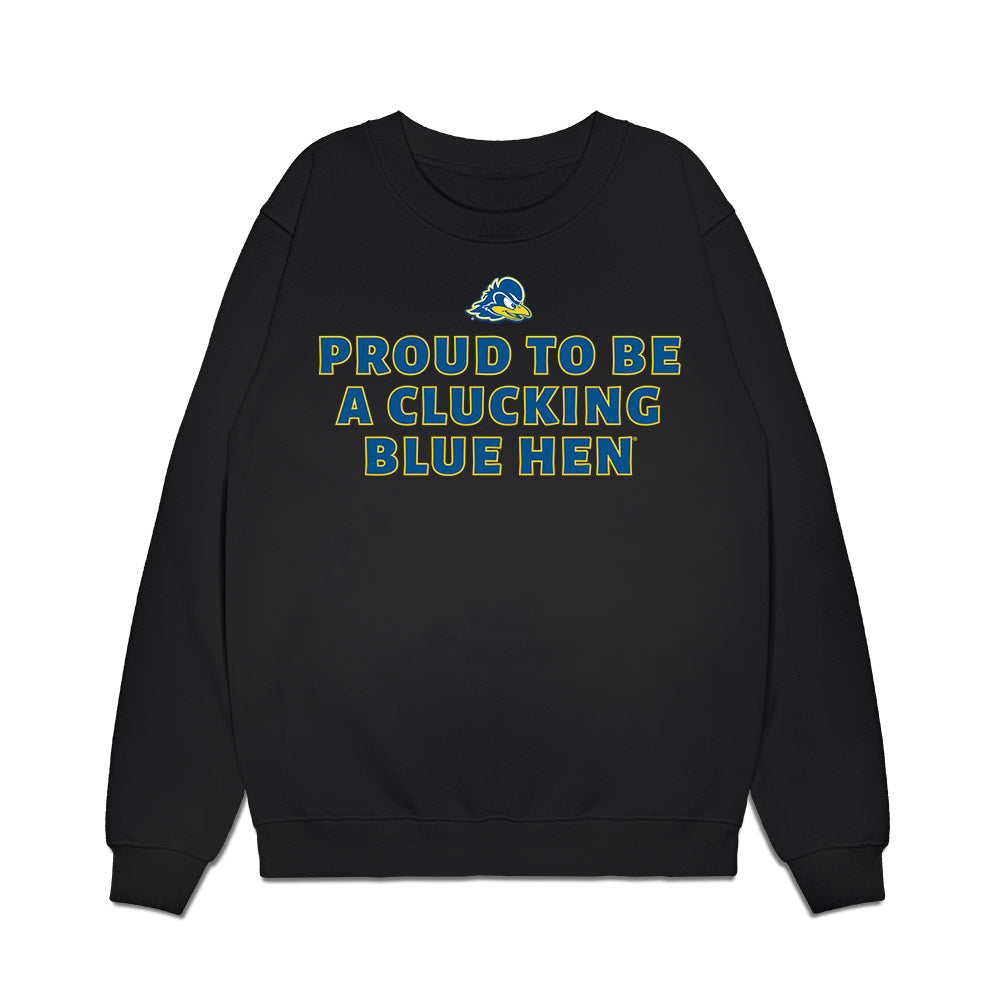 Delaware - NCAA Football : Clucking Blue Hen Premium Crewneck Sweatshirt-0