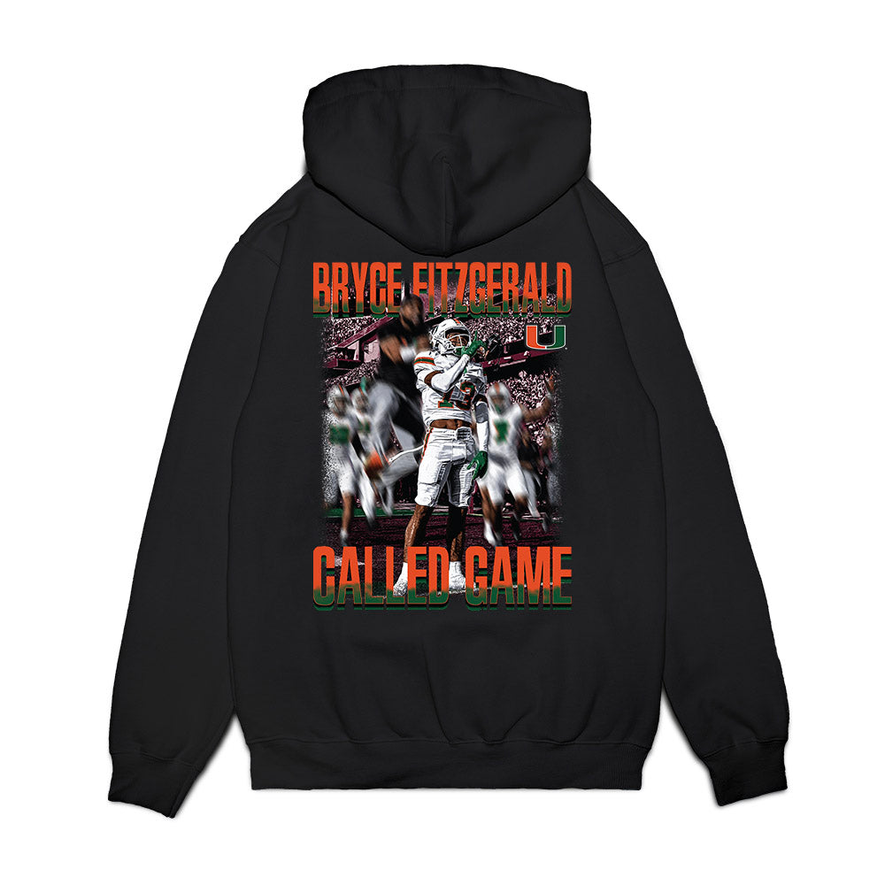 Miami - NCAA Football : Bryce Fitzgerald - Called Game Premium Hooded Sweatshirt-1