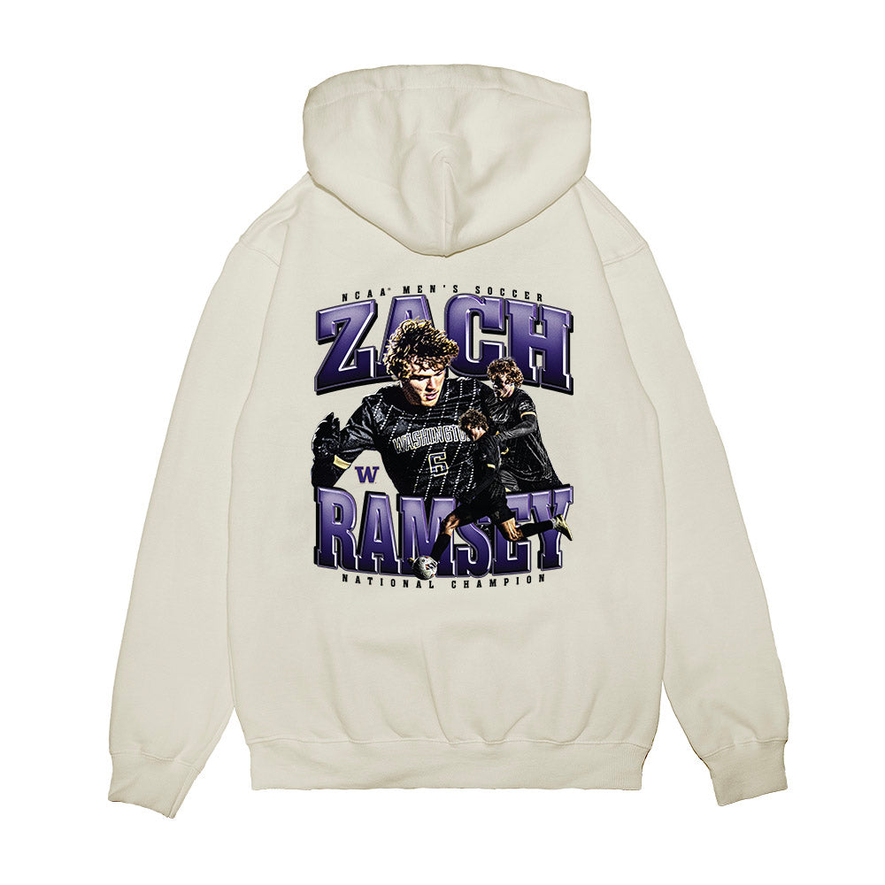 Washington - NCAA Men's Soccer : Zach Ramsey - National Champs Premium Hooded Sweatshirt-1