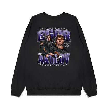Washington - NCAA Men's Soccer : Egor Akulov - National Champs Premium Crewneck Sweatshirt-1