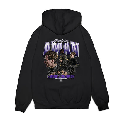 Washington - NCAA Men's Soccer : Richie Aman - National Champs Premium Hooded Sweatshirt-1