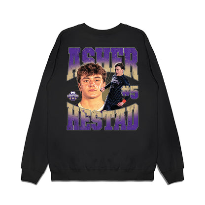 Washington - NCAA Men's Soccer : Asher Hestad - National Champs Premium Crewneck Sweatshirt-1