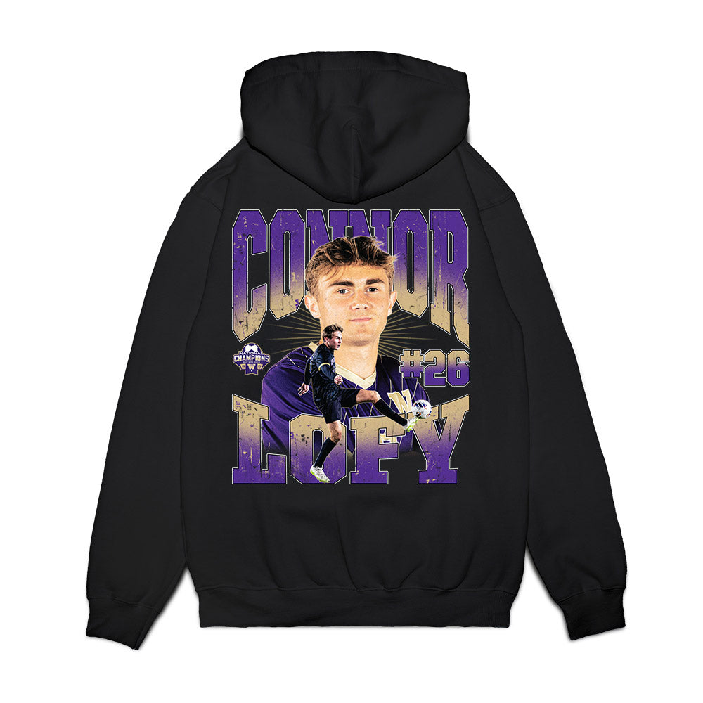 Washington - NCAA Men's Soccer : Connor Lofy - National Champs Premium Hooded Sweatshirt-1