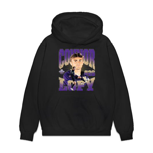 Washington - NCAA Men's Soccer : Connor Lofy - National Champs Premium Hooded Sweatshirt-0