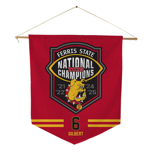 Ferris State - NCAA Football : James Gilbert - National Champions Pennant - 18" x 21"-0