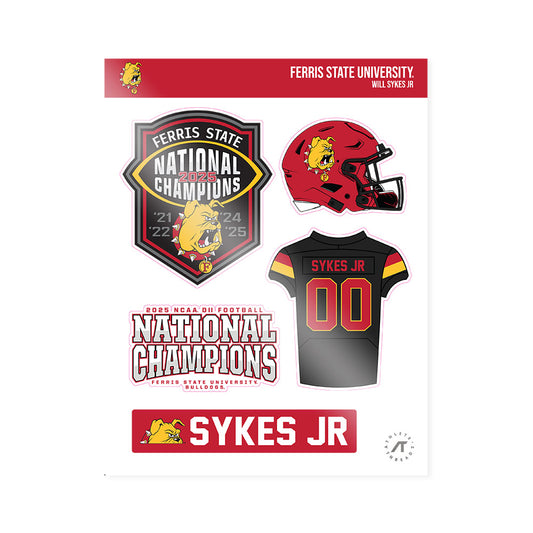 Ferris State - NCAA Football : Will Sykes Jr - National Champs Sticker Sheet-0