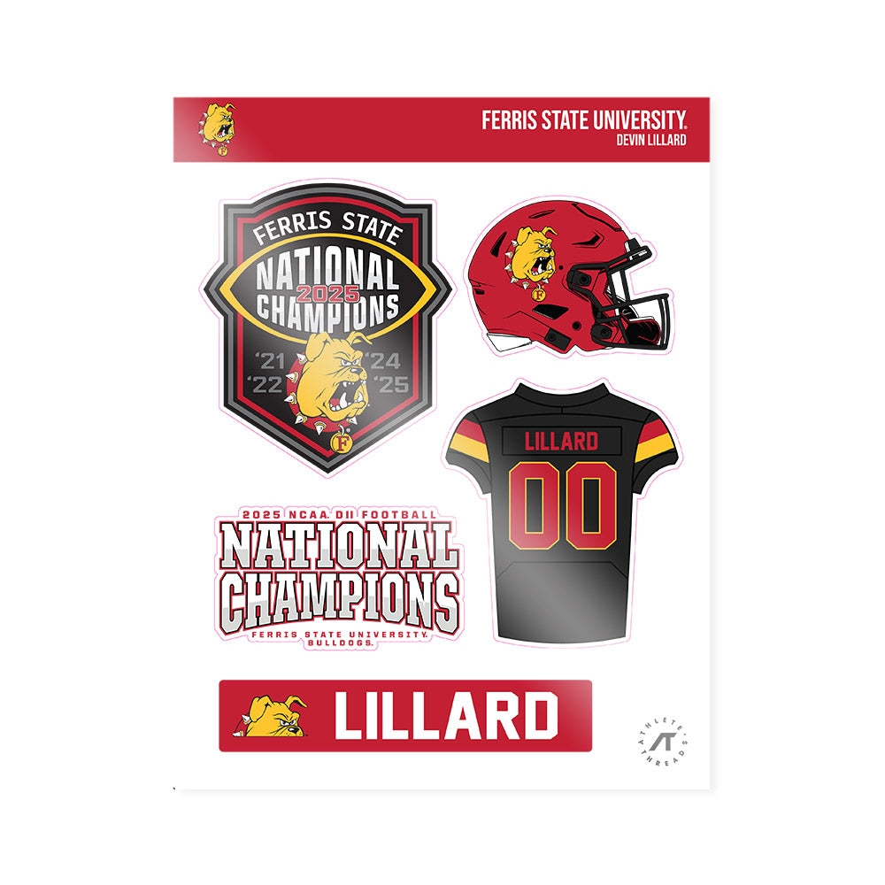Ferris State - NCAA Football : Devin Lillard - National Champs Sticker Sheet-0