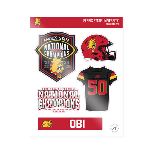 Ferris State - NCAA Football : Chimdindu Obi - National Champs Sticker Sheet-0