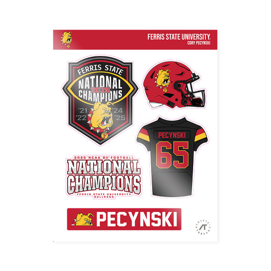 Ferris State - NCAA Football : Cory Pecynski - National Champs Sticker Sheet-0