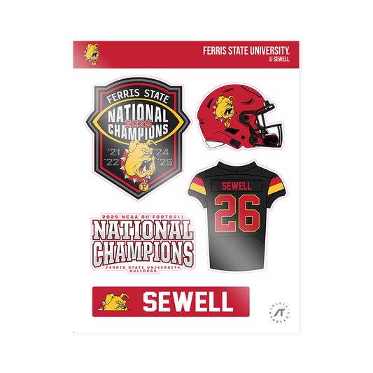 Ferris State - NCAA Football : JJ Sewell - National Champs Sticker Sheet-0