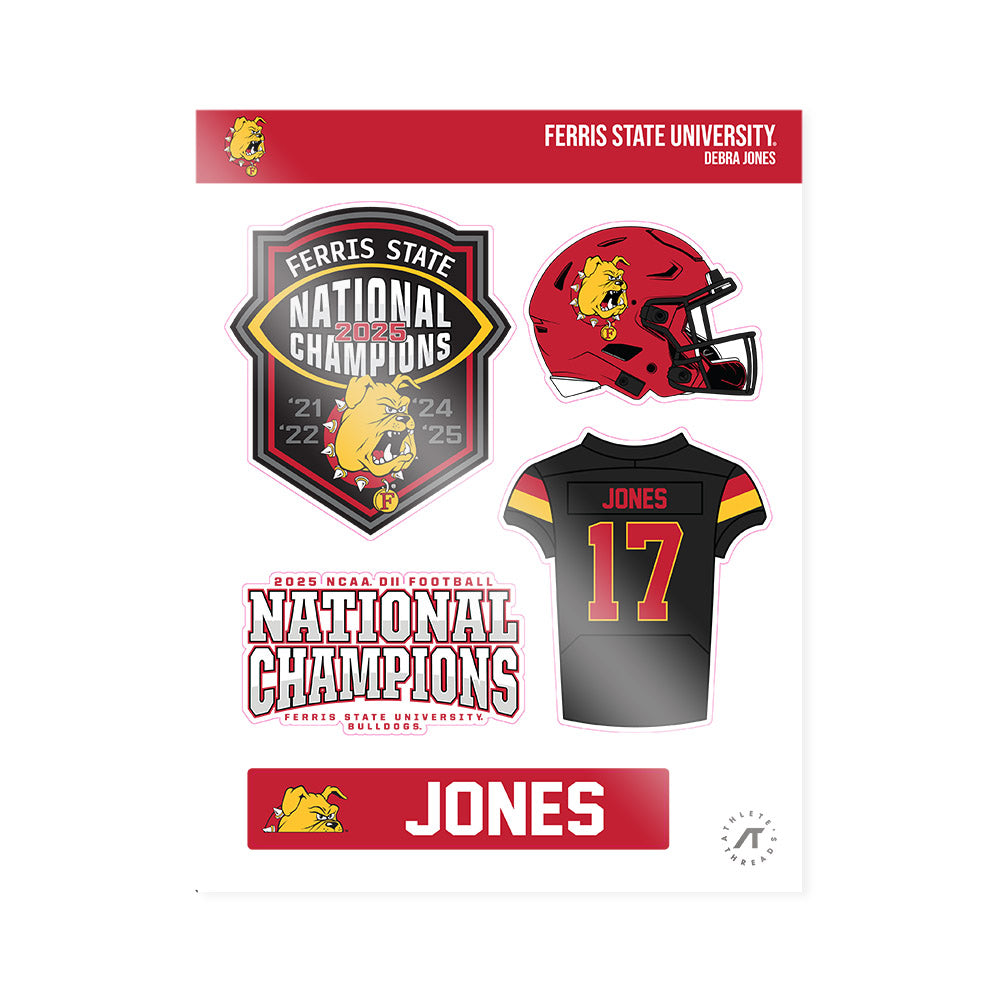 Ferris State - NCAA Football : Debra Jones - National Champs Sticker Sheet-0
