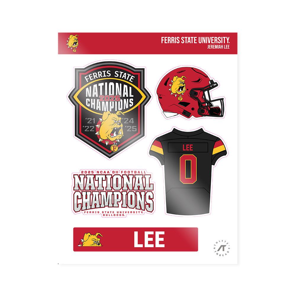 Ferris State - NCAA Football : Jeremiah Lee - National Champs Sticker Sheet-0