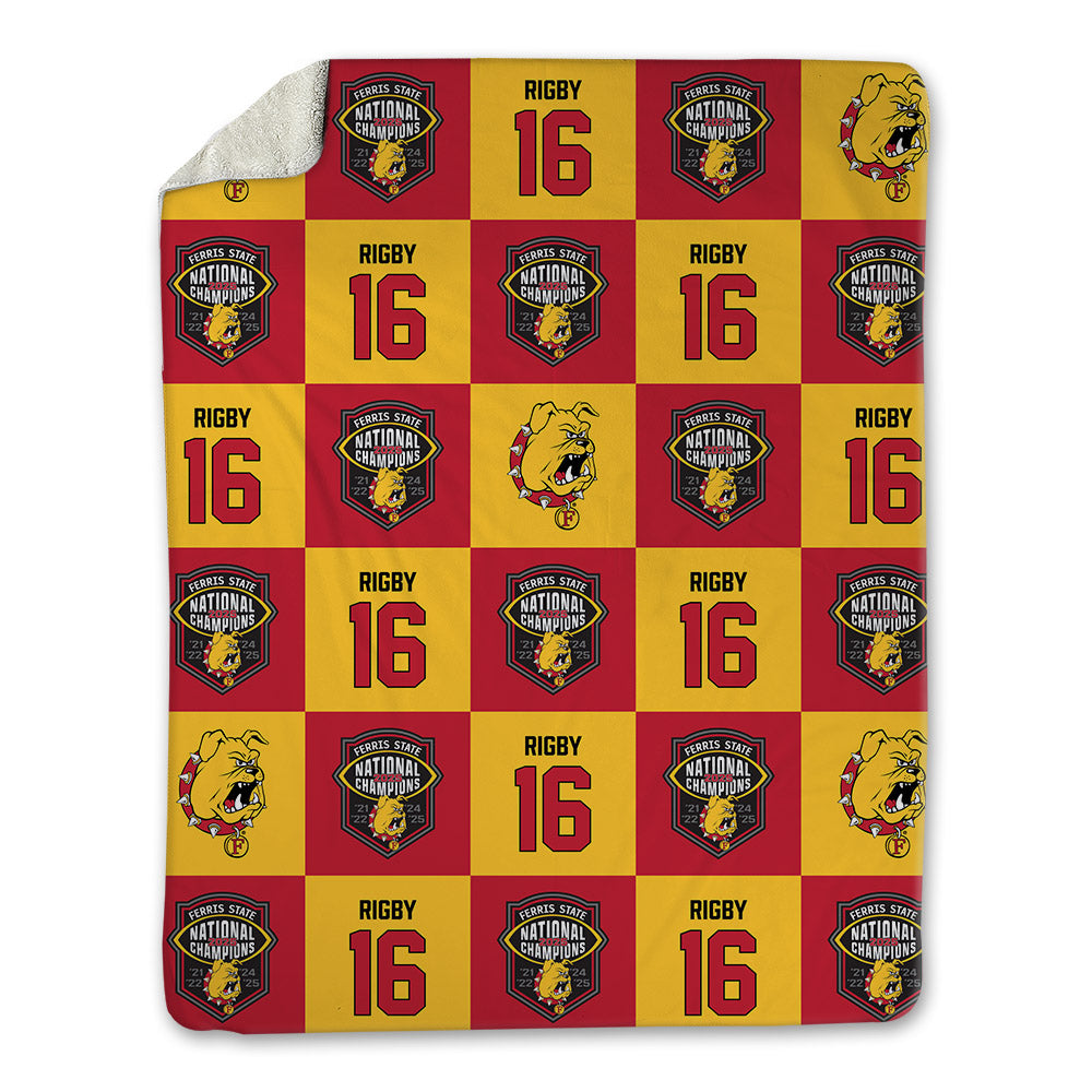 Ferris State - NCAA Football : Tre Rigby - National Champs Blanket-0