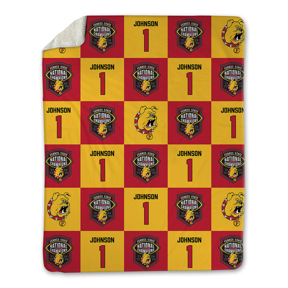 Ferris State - NCAA Football : Jalen Johnson - National Champs Blanket-0
