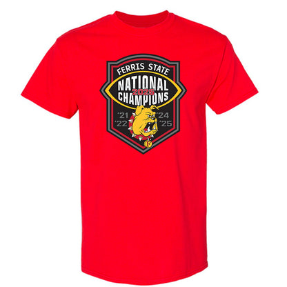 Ferris State - NCAA Football : - 5 years National Champions Roster T-Shirt-0