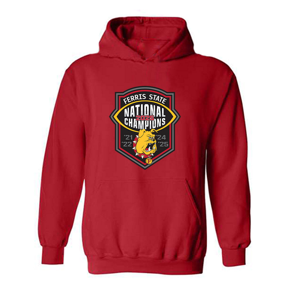 Ferris State - NCAA Football : - 5 years National Champions Roster Hooded Sweatshirt-0