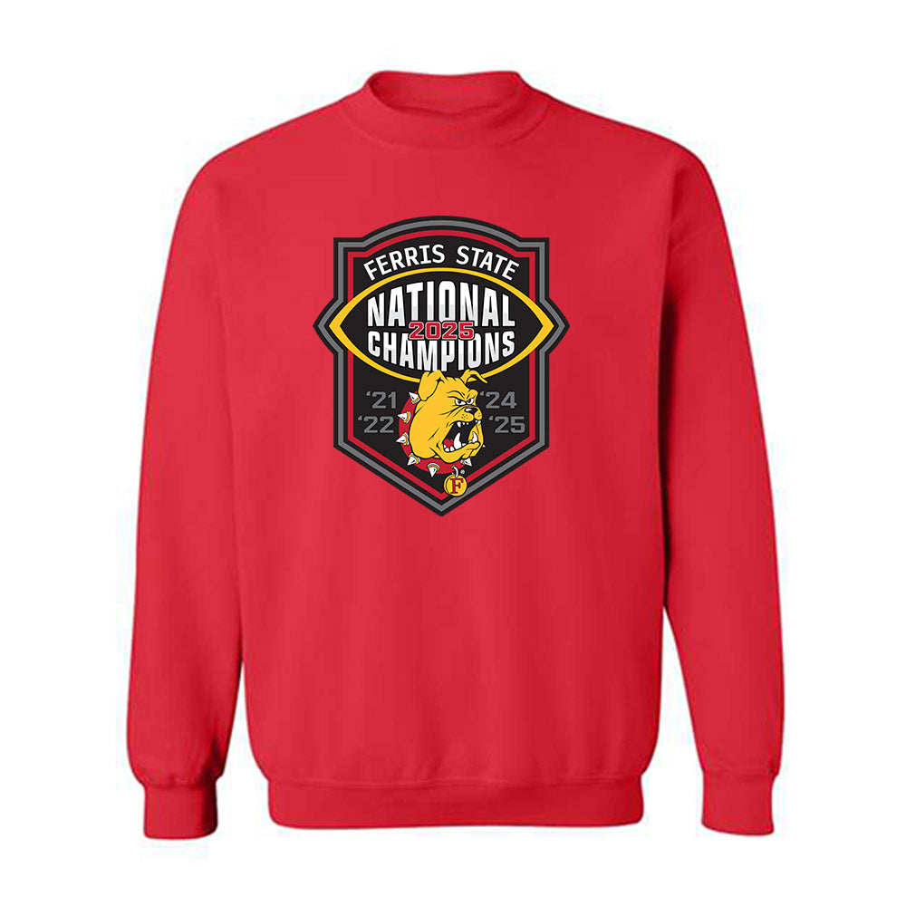 Ferris State - NCAA Football : - 5 years National Champions Roster Crewneck Sweatshirt-0