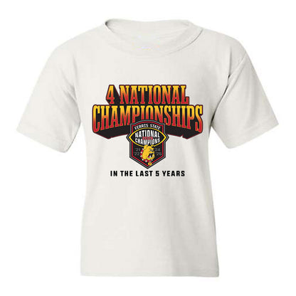 Ferris State - NCAA Football : Sam Cummings - 5 years National Champions Youth T-Shirt-0