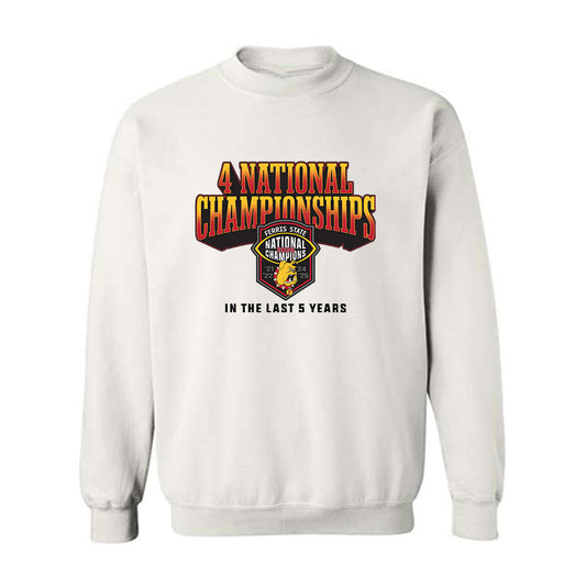 Ferris State - NCAA Football : Levi Tuinstra - 5 years National Champions Crewneck Sweatshirt-0