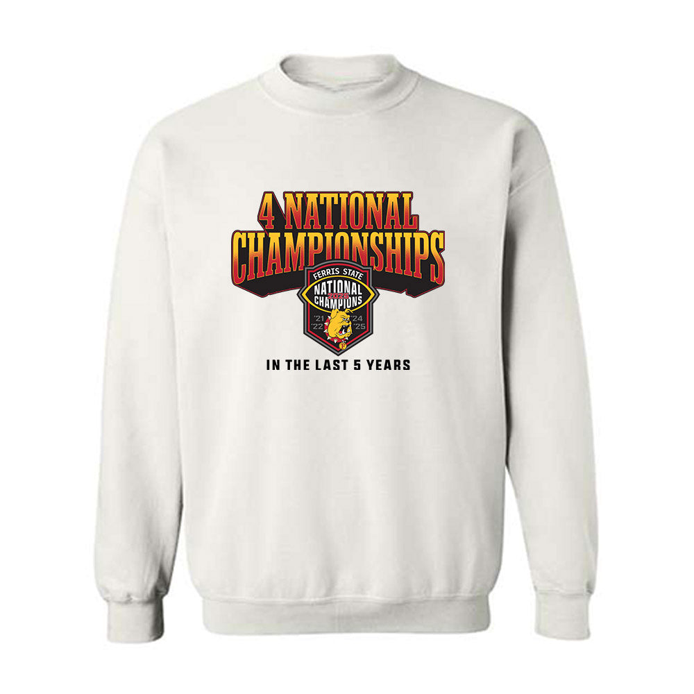Ferris State - NCAA Football : Devin Lillard - 5 years National Champions Crewneck Sweatshirt-0