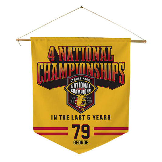 Ferris State - NCAA Football : Bryce George - 4 National Championships Pennant - 18" x 21"-0