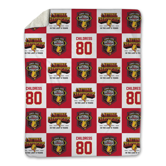Ferris State - NCAA Football : Braeden Childress - National Champions Blanket-0