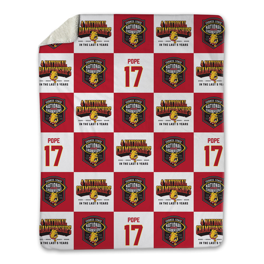 Ferris State - NCAA Football : Quentin Pope - National Champions Blanket-0