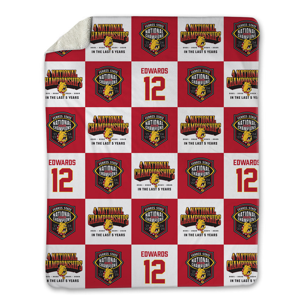 Ferris State - NCAA Football : Michael Edwards - National Champions Blanket-0
