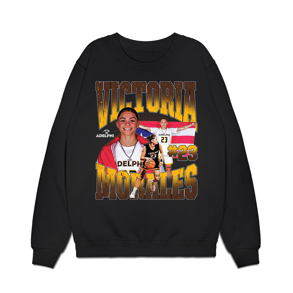 Adelphi - NCAA Women's Basketball : Victoria Morales - Collage Premium Crewneck Sweatshirt-0