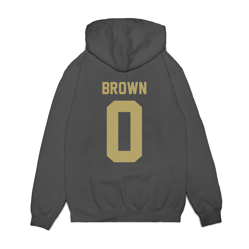 JMU - NCAA Men's Basketball : Christian Brown - Vintage Premium Hooded Sweatshirt-1