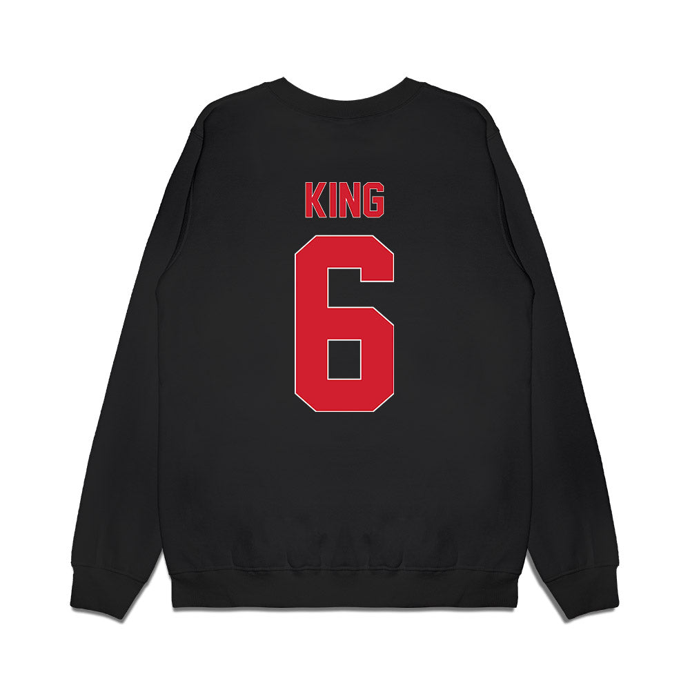 Youngstown State - NCAA Men's Basketball : Drew King - Vintage Basketball Shersey Premium Crewneck Sweatshirt-1