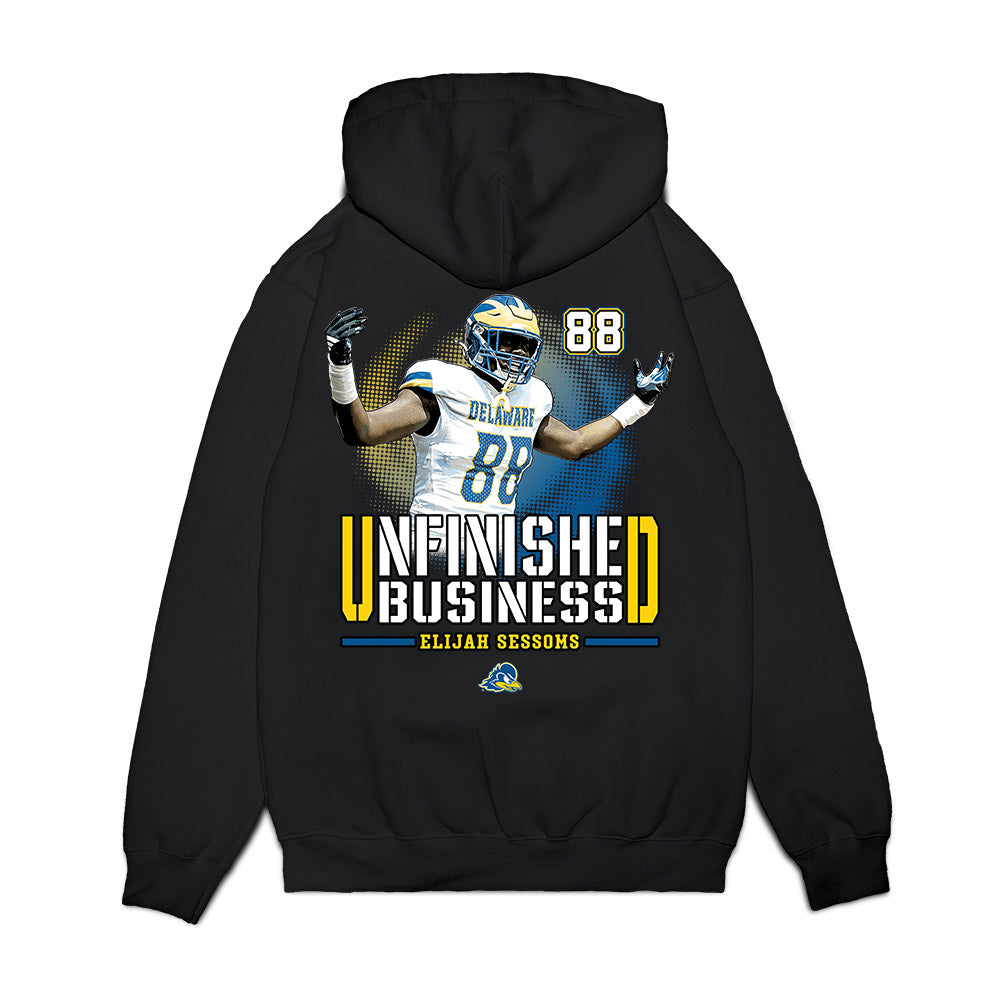 Delaware - NCAA Football : Elijah Sessoms - Unfinished Business Premium Hooded Sweatshirt-1