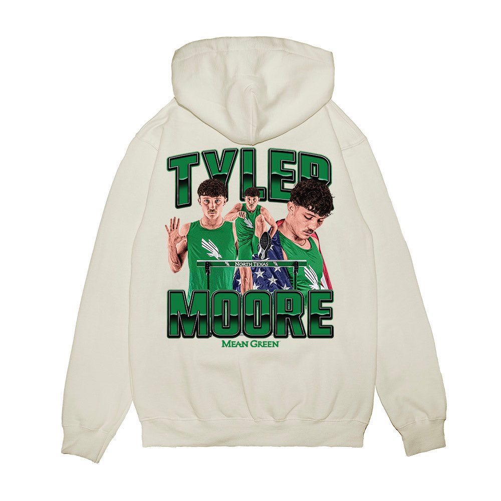 North Texas - NCAA Mens Track & Field : Tyler Moore - Collage Premium Hooded Sweatshirt-1